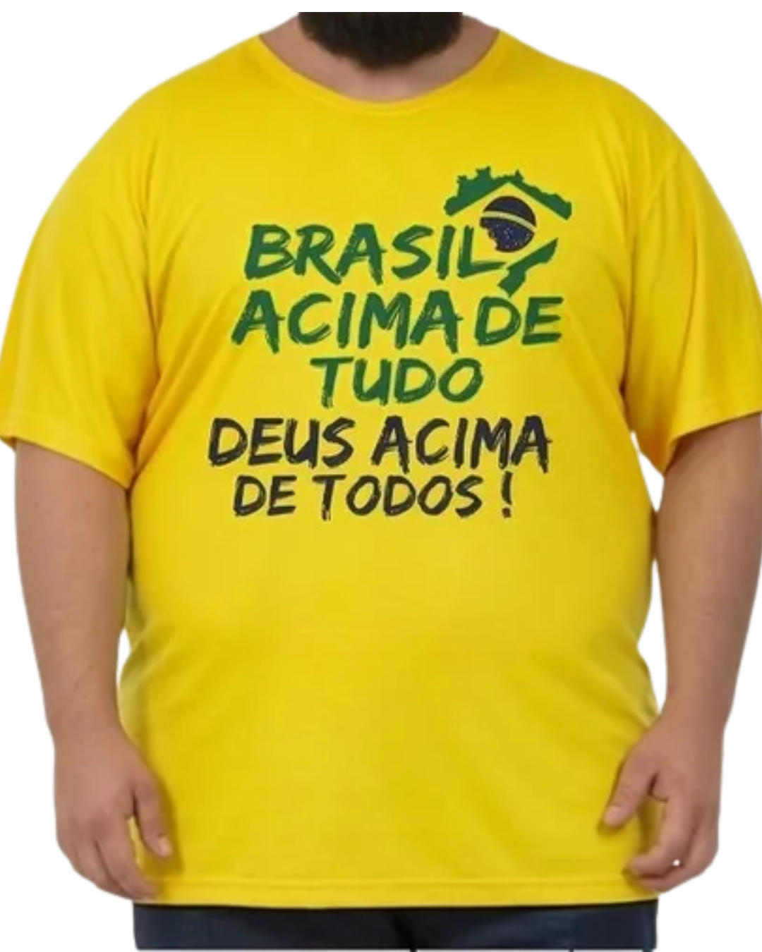Camiseta Brasil Acima De Tudo Camisa Algodão Plus Size